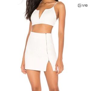 Super Down White Two-Piece wired Crop Top and Mini Skirt Set